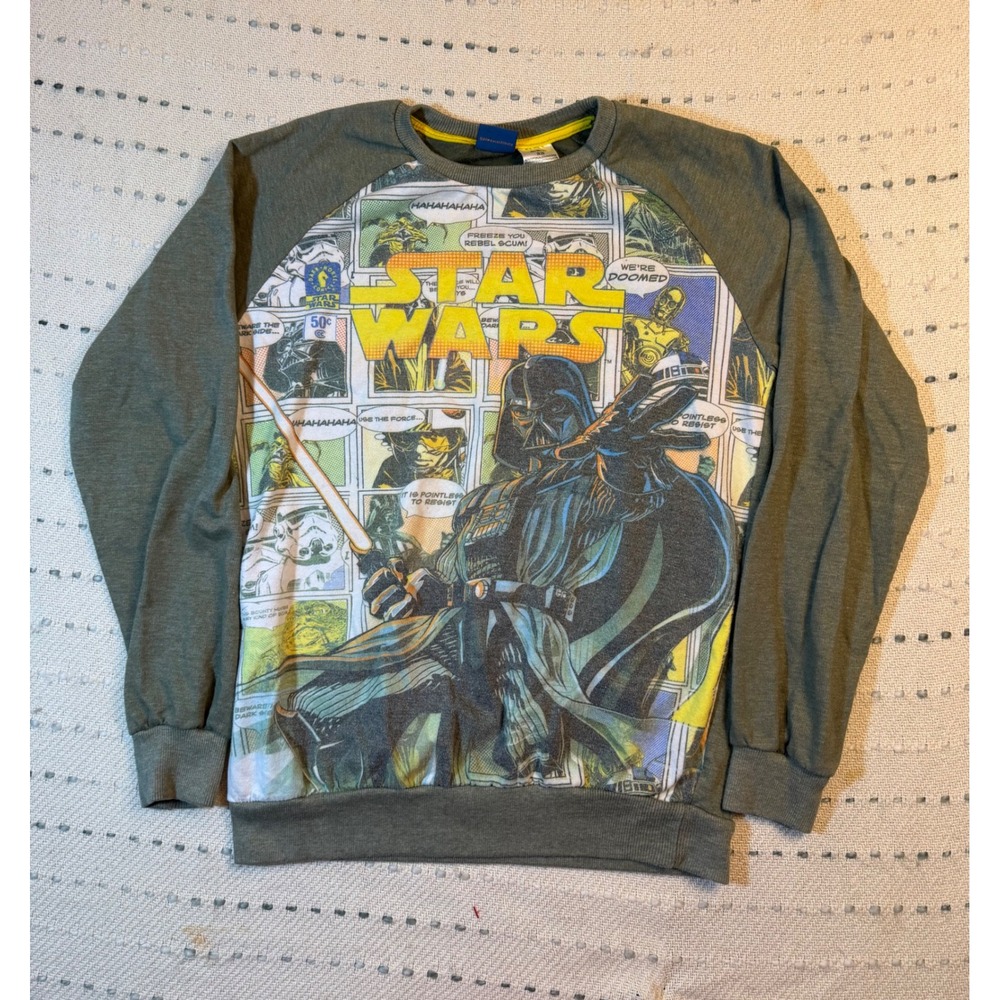 Star Wars Darth Vader Comic Graphic Sweatshirt Olive Green Boys XL 18/20